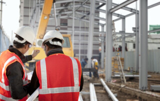 Two,foreman,discussion,on,construction,site