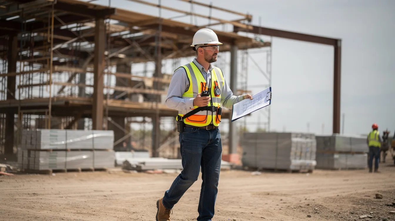 Construction superintendent walking an active project site